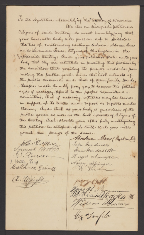 Petition of Abraham Jones and Lucinda Jones asking for a divorce