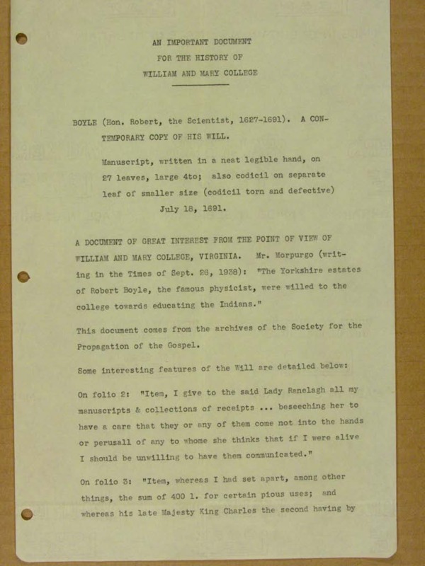 Will of Robert Boyle