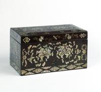Box inlaid with potted peony flowers